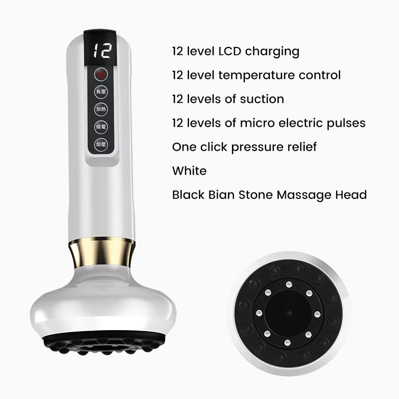 Smart Wireless Charging Electric Gua Sha Instrument Large Suction Meridian Brush Bian Stone for Body Hot Compress Cupping Device