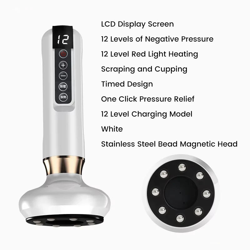 Smart Wireless Charging Electric Gua Sha Instrument Large Suction Meridian Brush Bian Stone for Body Hot Compress Cupping Device