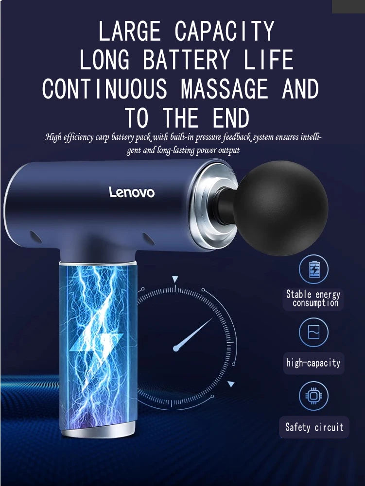 Original Lenovo Professional Grade Fascia Gun N2 N3 Series Muscle Relaxation Massager LED Touch Screen 6-8Massage Head Gifts