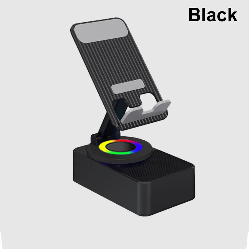 3-In-1 Cell Mobile Phone Holder Stand Bracket+Audio Power Bank+Wireless Bluetooth Speaker Adjustable Foldable Rotating Desktop L