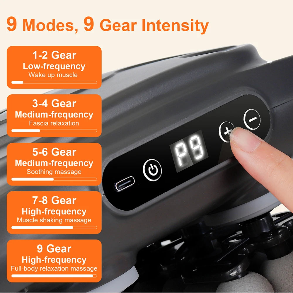 Multi-head Fascia Gun Deep Relaxation Muscle Red Light Hot Compress Deep Tissue Body Muscle Massage Gun