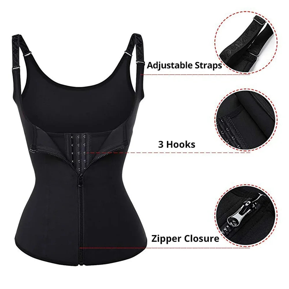 Waist Trainer Tank For Women Zipper Shaper Tummy Control Sleeveless Top Women's Activewear Body Shaping Underwear