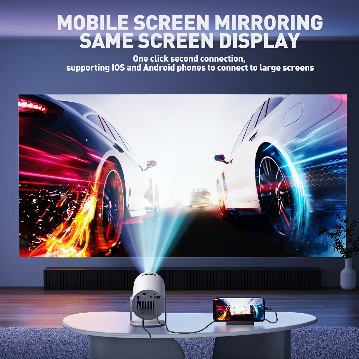 Portable Video Projector, Home Theater Projector, Mini Projector, Native 1920*1080P Resolution, Adjustable 180° Projection Angle Projector, Suitable for Ios/Tv Stick/Usb/Laptop And Other Devices