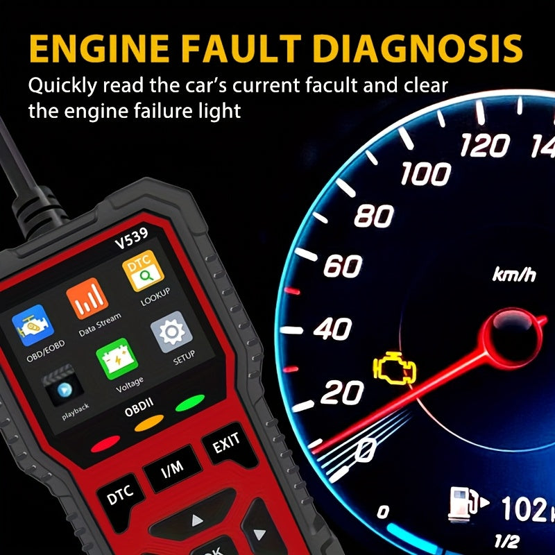 Professional OBD2 Diagnostic Scanner, USB Powered, Engine Fault Detector, Fault Code Reader, Battery Tester, I/M Readiness, Fault Code Remover, Support 10 Languages, Works with All OBD II Protocol Cars Since 1996, No Battery