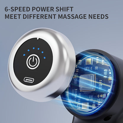 SKRVLOGO Portable Deep Tissue Massage Gun – 6-Speed Ultra-Quiet Percussion Massager with Ergonomic Grip &amp; USB Rechargeable Battery for Full Body Recovery