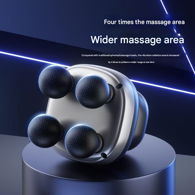 Ultimate 4-Head Professional Fascia Gun – 9-Speed Percussion Massage Gun with USB Rechargeable Battery for Full Body Recovery