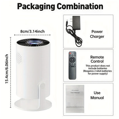 Portable Video Projector, Home Theater Projector, Mini Projector, Native 1920*1080P Resolution, Adjustable 180° Projection Angle Projector, Suitable for Ios/Tv Stick/Usb/Laptop And Other Devices