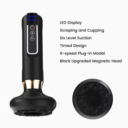 Smart Wireless Charging Electric Gua Sha Instrument Large Suction Meridian Brush Bian Stone for Body Hot Compress Cupping Device