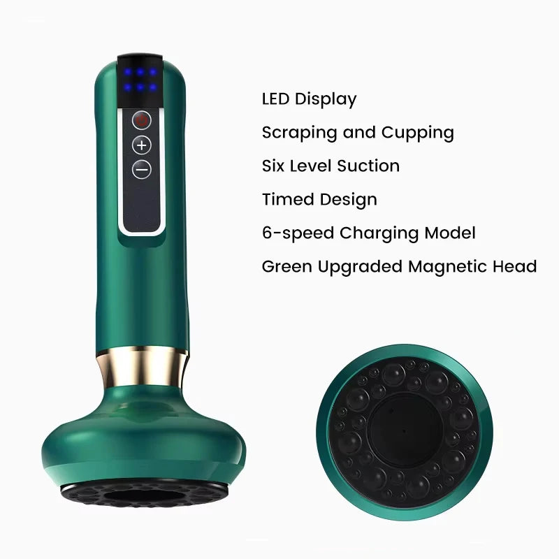 Smart Wireless Charging Electric Gua Sha Instrument Large Suction Meridian Brush Bian Stone for Body Hot Compress Cupping Device