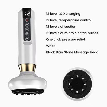 Smart Wireless Charging Electric Gua Sha Instrument Large Suction Meridian Brush Bian Stone for Body Hot Compress Cupping Device