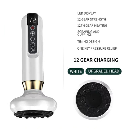 Smart Wireless Charging Electric Gua Sha Instrument Large Suction Meridian Brush Bian Stone for Body Hot Compress Cupping Device