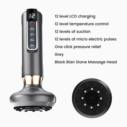 Smart Wireless Charging Electric Gua Sha Instrument Large Suction Meridian Brush Bian Stone for Body Hot Compress Cupping Device