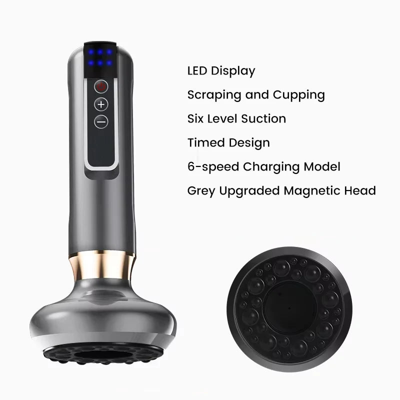 Smart Wireless Charging Electric Gua Sha Instrument Large Suction Meridian Brush Bian Stone for Body Hot Compress Cupping Device