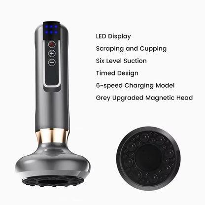 Smart Wireless Charging Electric Gua Sha Instrument Large Suction Meridian Brush Bian Stone for Body Hot Compress Cupping Device