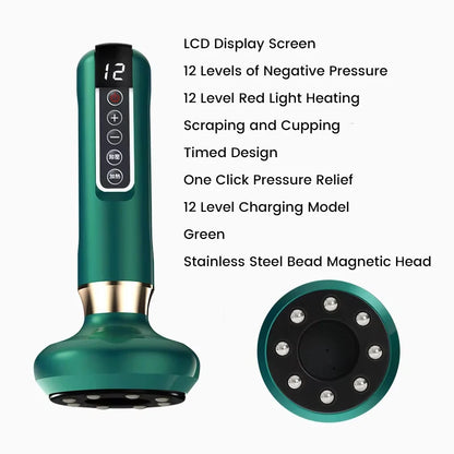 Smart Wireless Charging Electric Gua Sha Instrument Large Suction Meridian Brush Bian Stone for Body Hot Compress Cupping Device