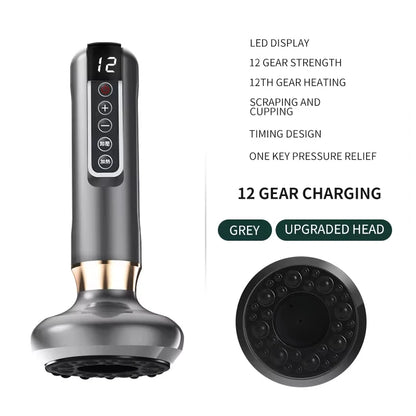 Smart Wireless Charging Electric Gua Sha Instrument Large Suction Meridian Brush Bian Stone for Body Hot Compress Cupping Device