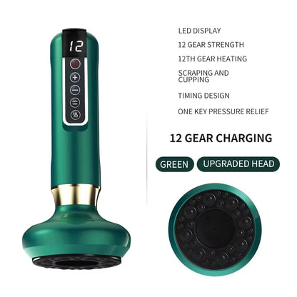 Smart Wireless Charging Electric Gua Sha Instrument Large Suction Meridian Brush Bian Stone for Body Hot Compress Cupping Device