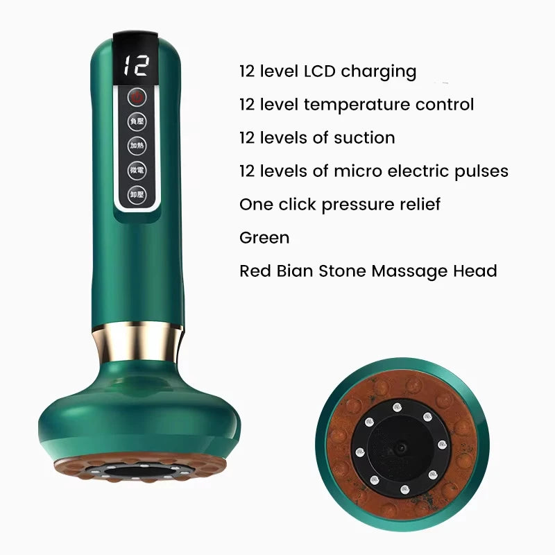 Smart Wireless Charging Electric Gua Sha Instrument Large Suction Meridian Brush Bian Stone for Body Hot Compress Cupping Device
