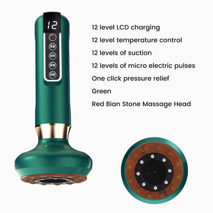 Smart Wireless Charging Electric Gua Sha Instrument Large Suction Meridian Brush Bian Stone for Body Hot Compress Cupping Device