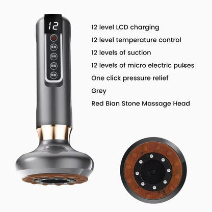 Smart Wireless Charging Electric Gua Sha Instrument Large Suction Meridian Brush Bian Stone for Body Hot Compress Cupping Device