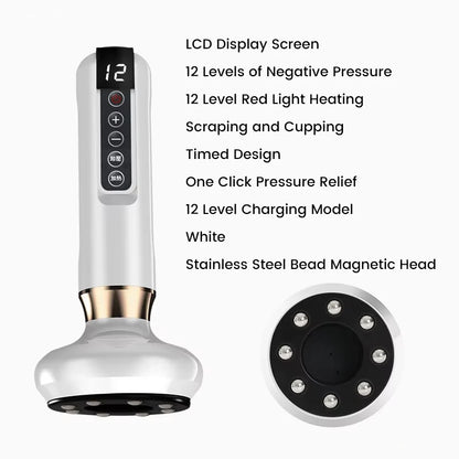 Smart Wireless Charging Electric Gua Sha Instrument Large Suction Meridian Brush Bian Stone for Body Hot Compress Cupping Device