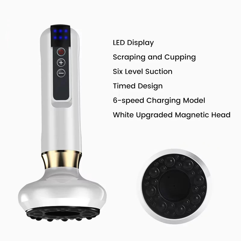 Smart Wireless Charging Electric Gua Sha Instrument Large Suction Meridian Brush Bian Stone for Body Hot Compress Cupping Device