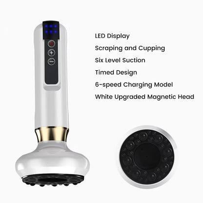 Smart Wireless Charging Electric Gua Sha Instrument Large Suction Meridian Brush Bian Stone for Body Hot Compress Cupping Device