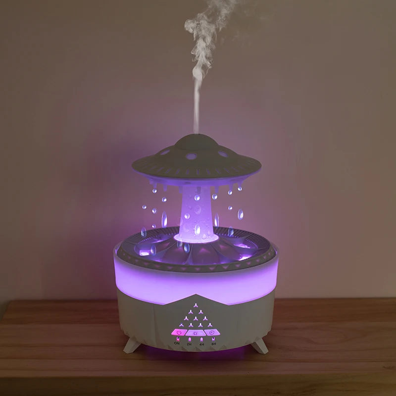 Rain Cloud Humidifier &amp; Water Drip Diffuser – 350ml Ultrasonic Aroma Oasis with 7-Color LED &amp; Remote Control