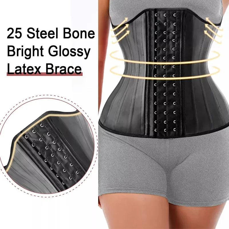 Body Shaper Shapewear Women 25 Steel Bones Latex Waist Trainer Corset Shapewear Slimming Belly Modeling Strap Reductive Girdle