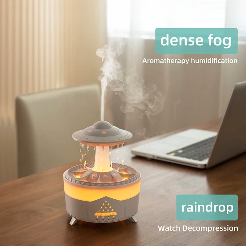 Rain Cloud Humidifier &amp; Water Drip Diffuser – 350ml Ultrasonic Aroma Oasis with 7-Color LED &amp; Remote Control