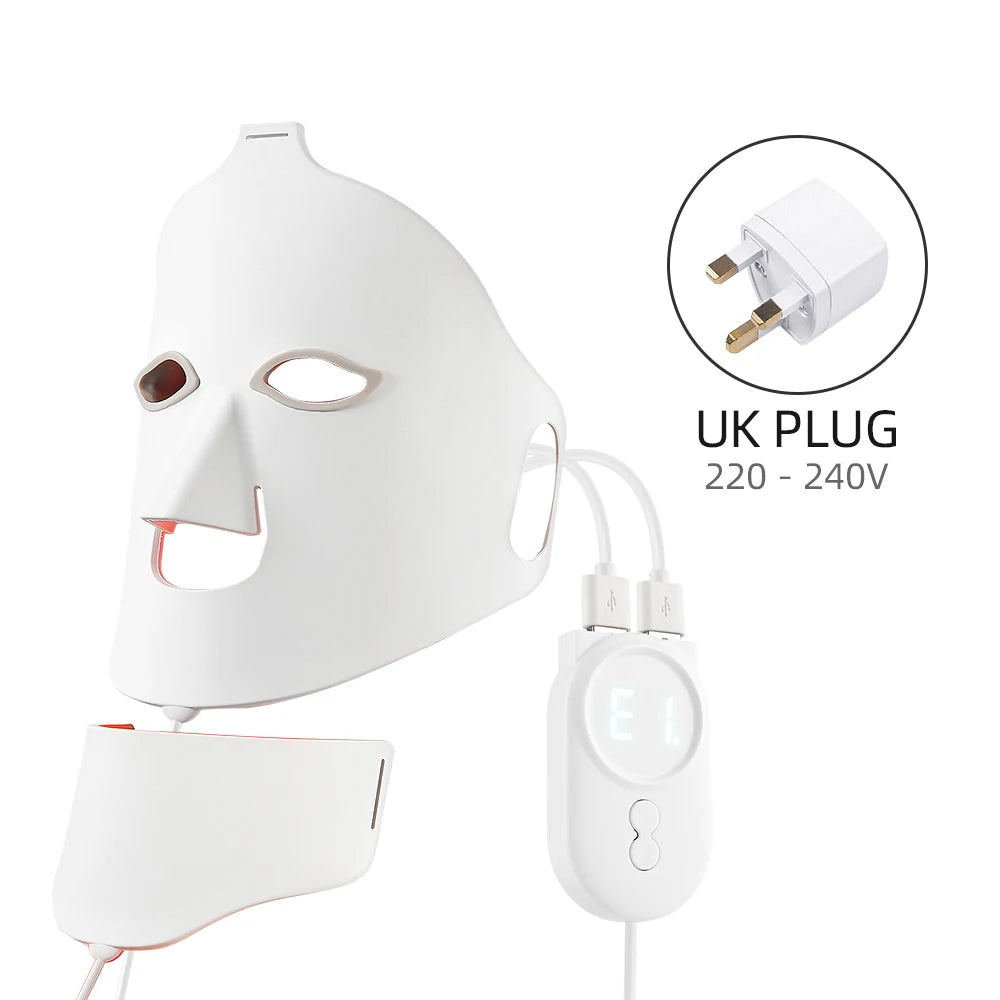 Led Facial Mask With Neck Red Led Light Therapy Flexible Soft Mask Silicone 7 Color Led Therapy Anti Aging Photon Mask