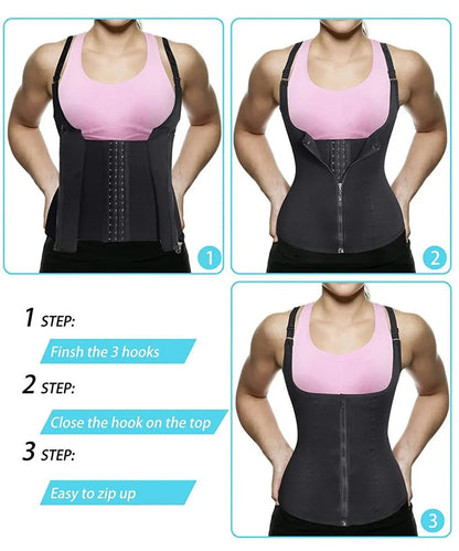 Waist Trainer Tank For Women Zipper Shaper Tummy Control Sleeveless Top Women's Activewear Body Shaping Underwear