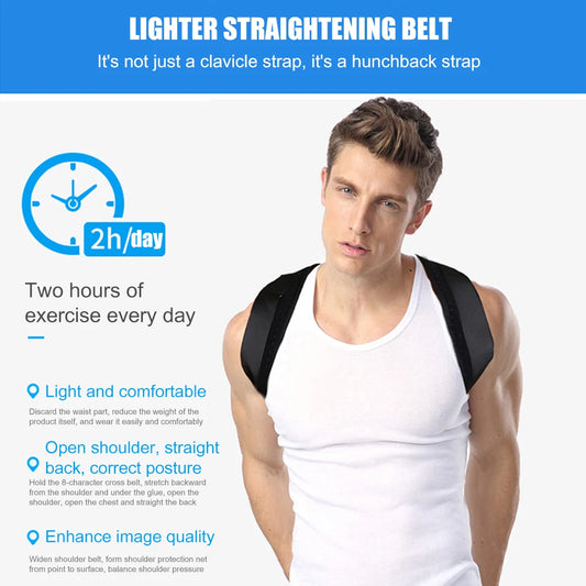 Back Posture Corrector Adjustable Shoulder Brace Lightweight Shoulder Support Belt Portable Spine Alignment Brace for Men Women