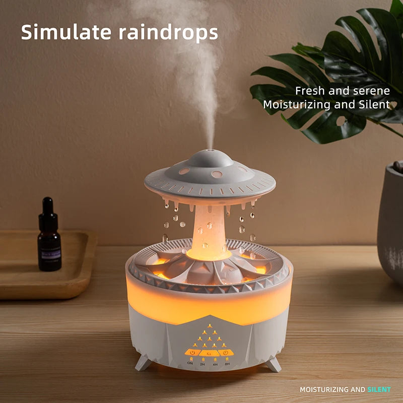 Rain Cloud Humidifier &amp; Water Drip Diffuser – 350ml Ultrasonic Aroma Oasis with 7-Color LED &amp; Remote Control