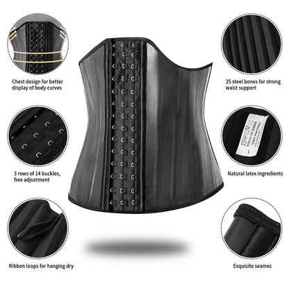Body Shaper Shapewear Women 25 Steel Bones Latex Waist Trainer Corset Shapewear Slimming Belly Modeling Strap Reductive Girdle
