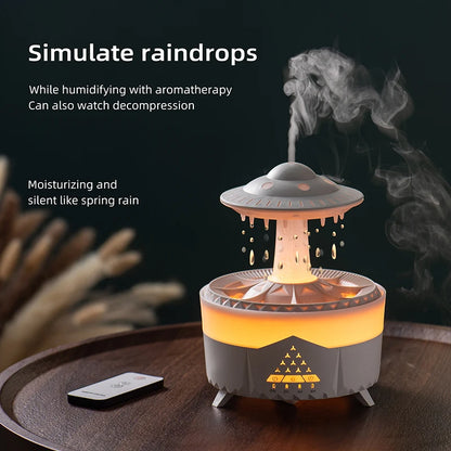 Rain Cloud Humidifier &amp; Water Drip Diffuser – 350ml Ultrasonic Aroma Oasis with 7-Color LED &amp; Remote Control