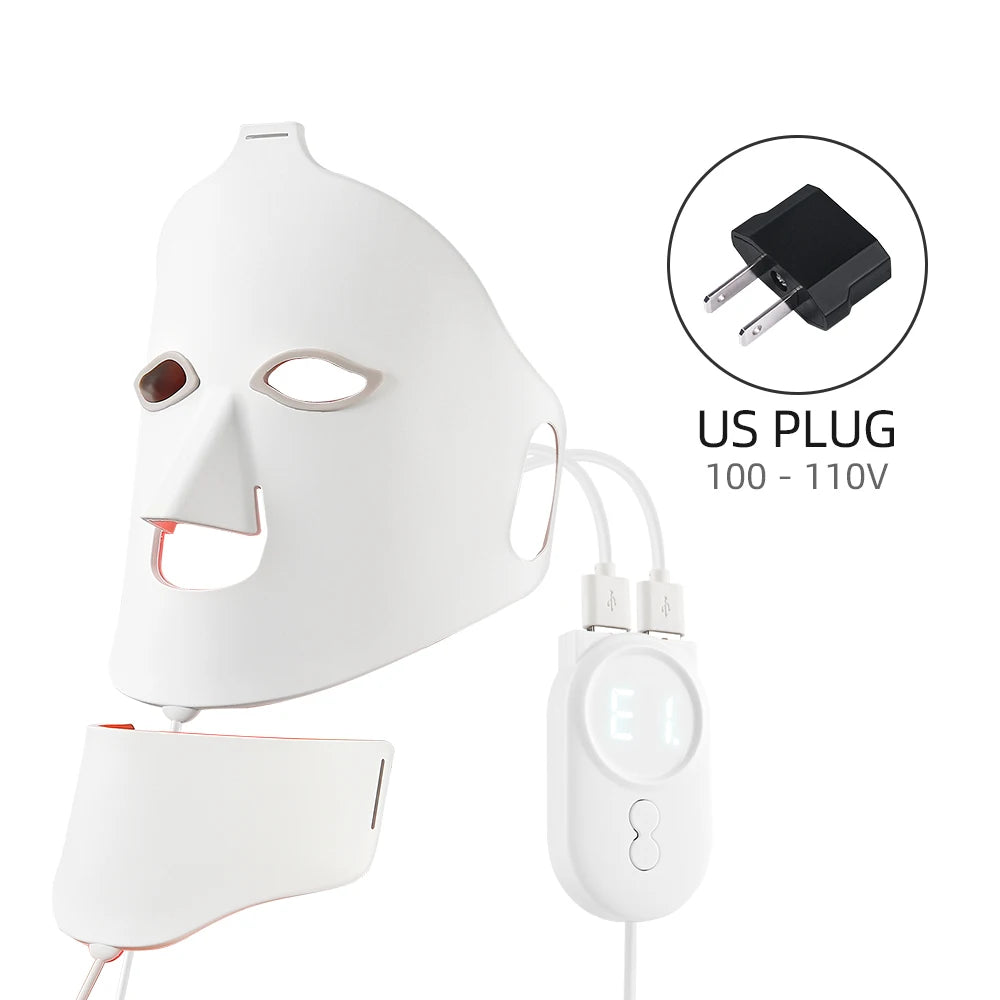 Led Facial Mask With Neck Red Led Light Therapy Flexible Soft Mask Silicone 7 Color Led Therapy Anti Aging Photon Mask
