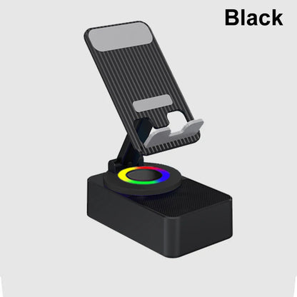 3-In-1 Cell Mobile Phone Holder Stand Bracket+Audio Power Bank+Wireless Bluetooth Speaker Adjustable Foldable Rotating Desktop L