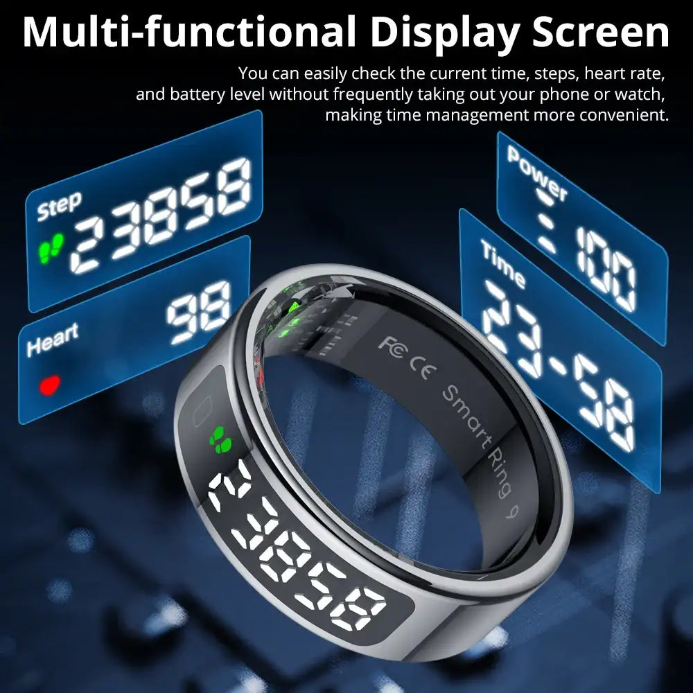 COLMI R12 Smart Ring – 2026 Edition with LED Display & Touch Control, 5ATM Waterproof Health Tracker & Wireless Charging