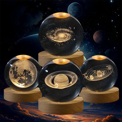 3D Crystal Ball Night Light with Glowing LED Base (5cm)