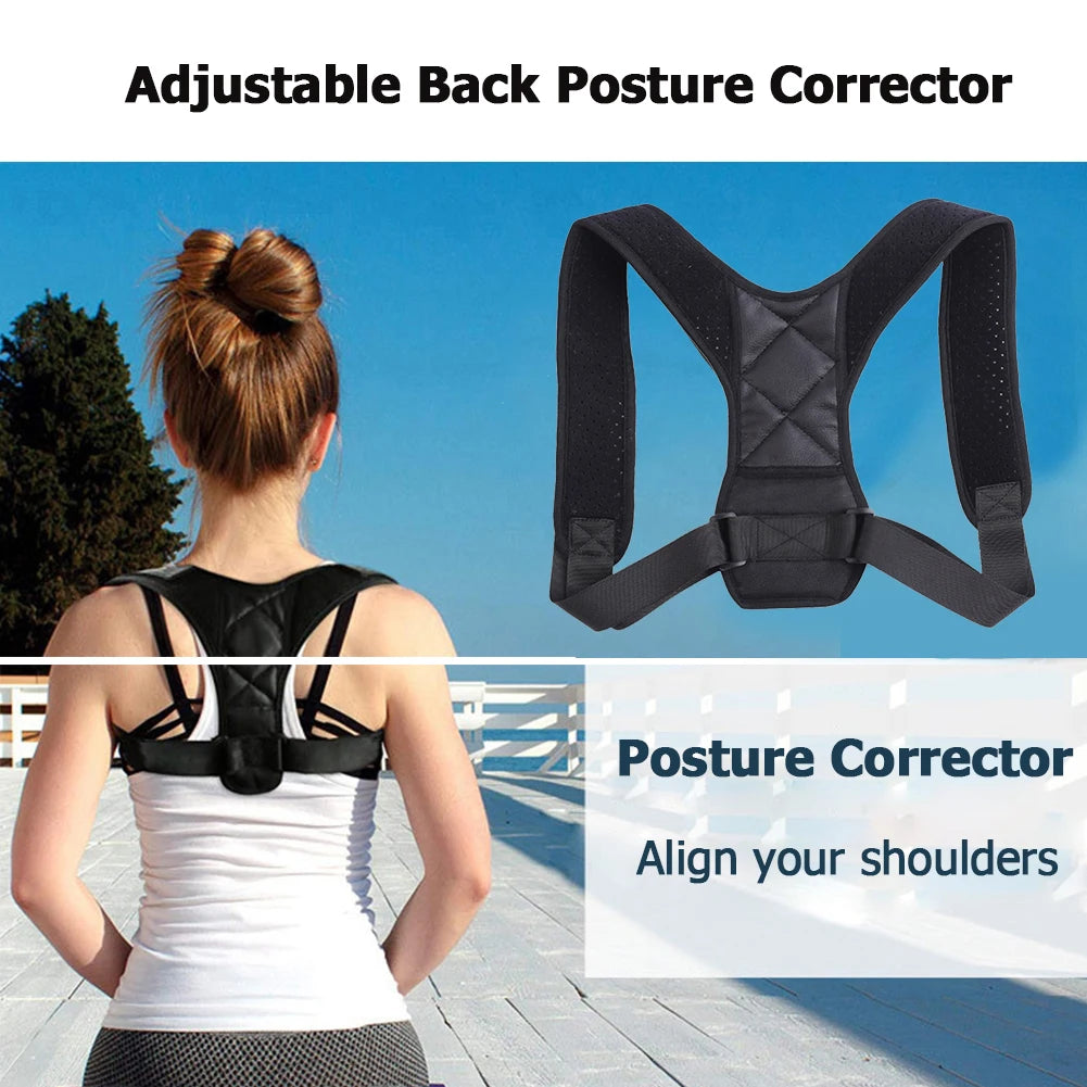 Back Posture Corrector Adjustable Shoulder Brace Lightweight Shoulder Support Belt Portable Spine Alignment Brace for Men Women