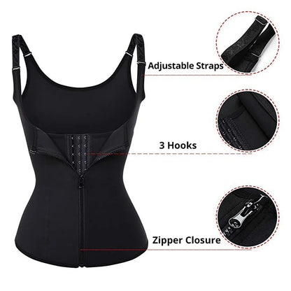 Waist Trainer Tank For Women Zipper Shaper Tummy Control Sleeveless Top Women's Activewear Body Shaping Underwear