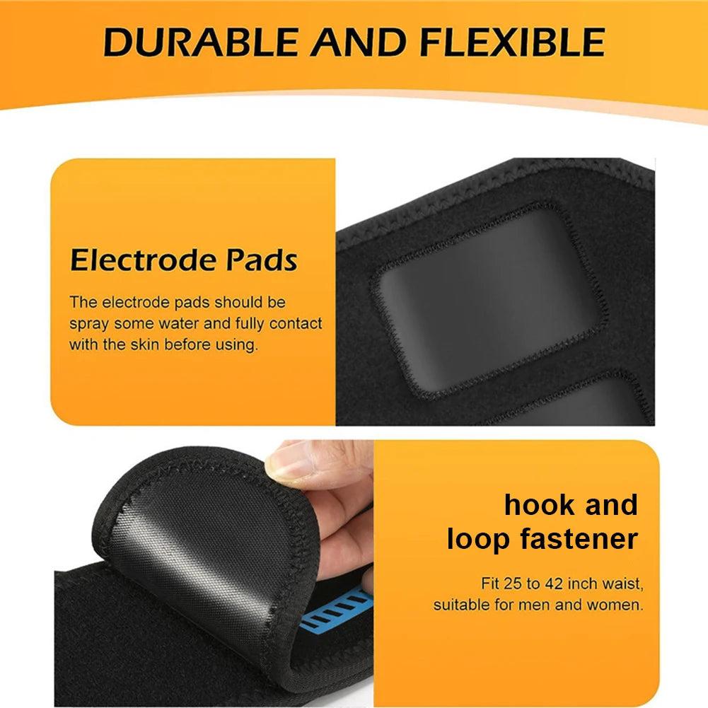 EMS Muscle Stimulator USB Rechargeable Abdominal Training Belt Adjustable Electronic Muscle Toner LED Display for Body Shaping