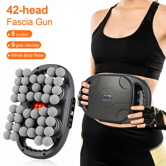 Multi-head Fascia Gun Deep Relaxation Muscle Red Light Hot Compress Deep Tissue Body Muscle Massage Gun