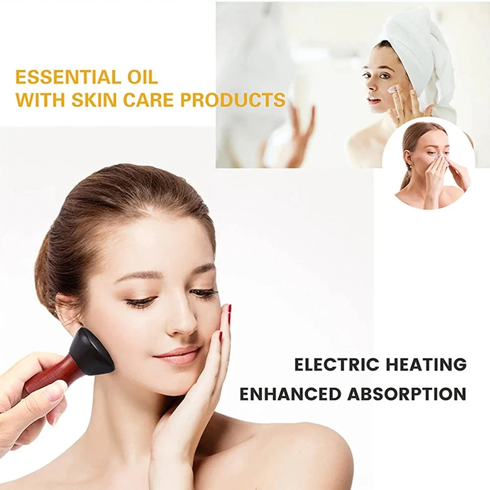 Electric Hot Stone Massager for Face Gua Sha Scraping Anti-Wrinkle Natural Bian Stone Face Massager Neck/Eye/Face Skin Lifting