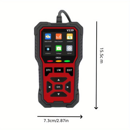 Professional OBD2 Diagnostic Scanner, USB Powered, Engine Fault Detector, Fault Code Reader, Battery Tester, I/M Readiness, Fault Code Remover, Support 10 Languages, Works with All OBD II Protocol Cars Since 1996, No Battery