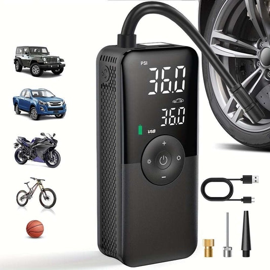 Portable Smart Tire Inflator with Integrated Tool Storage