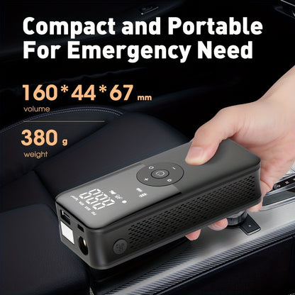 Portable Tire Inflator for Cars, Motorcycles, and Bicycles with Storage Case on the Back of the Pump
